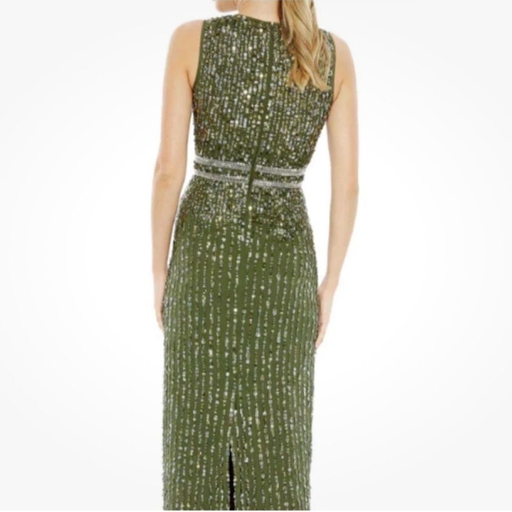 Mac Duggal Green and Gold Sequin Midi Dress - Picture 4 of 5